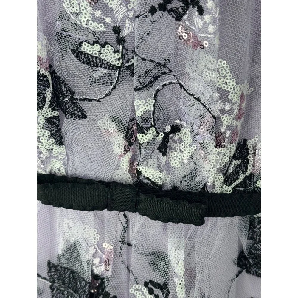 NWT ML Monique Lhuillier Floral Embroidered Mini Dress Size 4 Embellished Rare - Picture 9 of 16